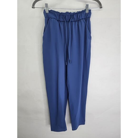 Lululemon On The Fly Pants Women’s Size 2 Blue Drawstring Stretch Travel Joggers - Picture 1 of 4